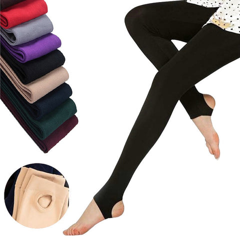 2020 Autumn winter woman thick warm leggings candy color brushed charcoal Stretch Fleece Pants Trample Feet Leggings