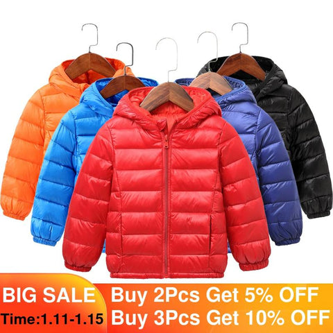 2020 Autumn Winter Hooded Children Down Jackets For Girls Candy Color Warm Kids Down Coats For Boys 2-9 Years Outerwear Clothes